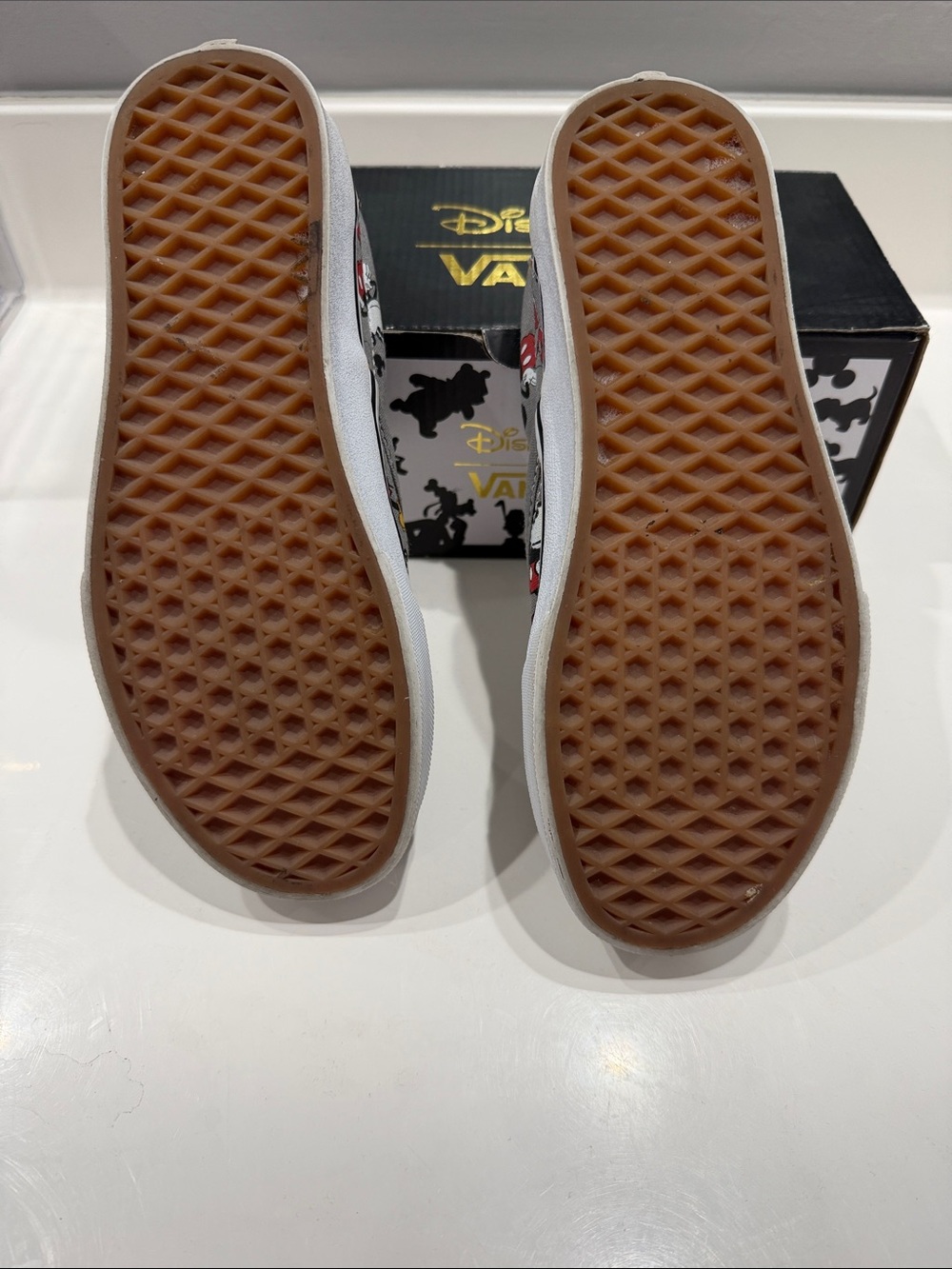 Vans Mickey Mouse Slip-On Sneakers - Gray with Red & Yellow Accents - Picture 3 of 5